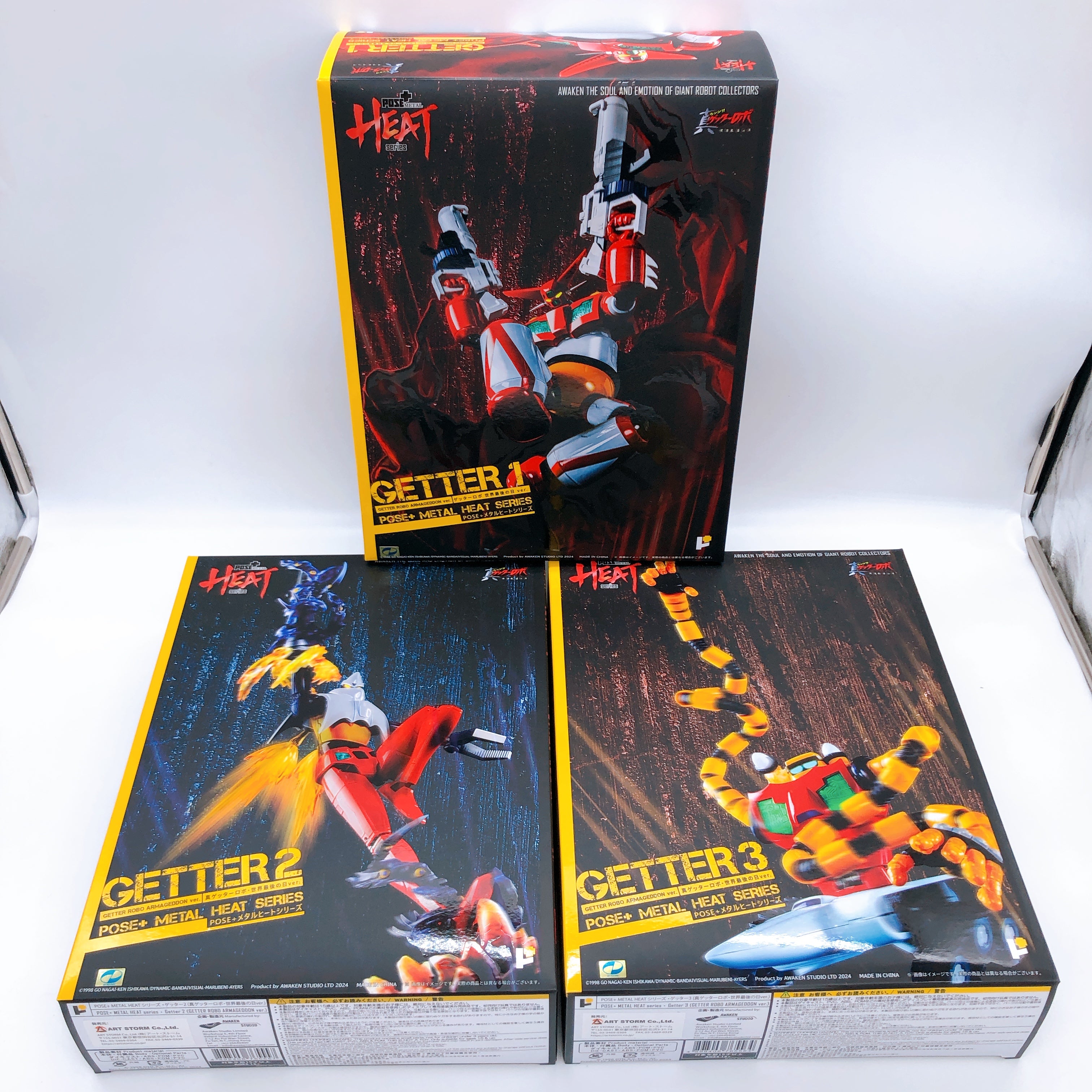 POSE+ METAL HEAT Series Getter 1 2 3 Set Getter Robo Armageddon Figure Japan NEW