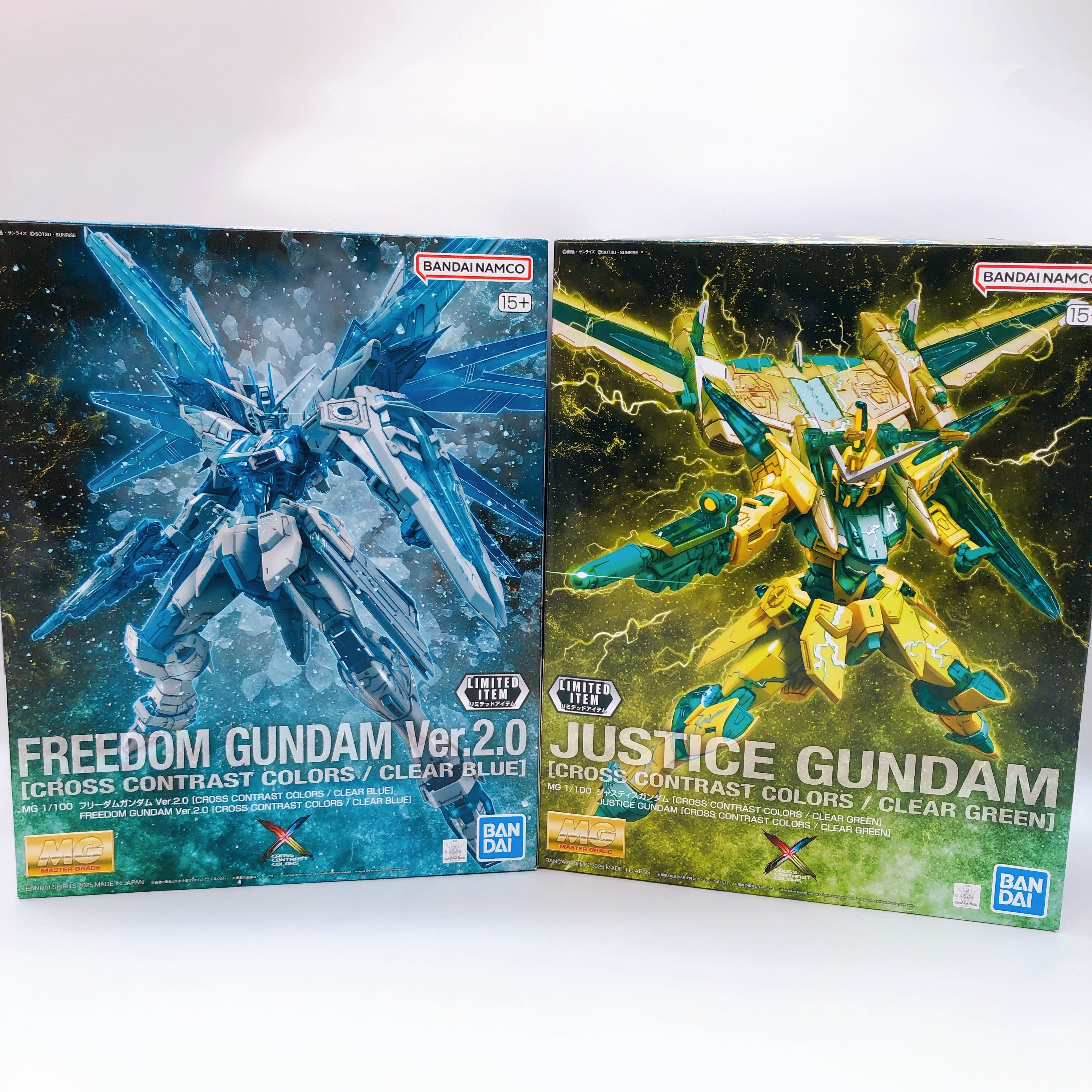 MG 1/100 Freedom Gundam & Justice Gundam Ver.2.0 Cross Contrast Color Set Bandai