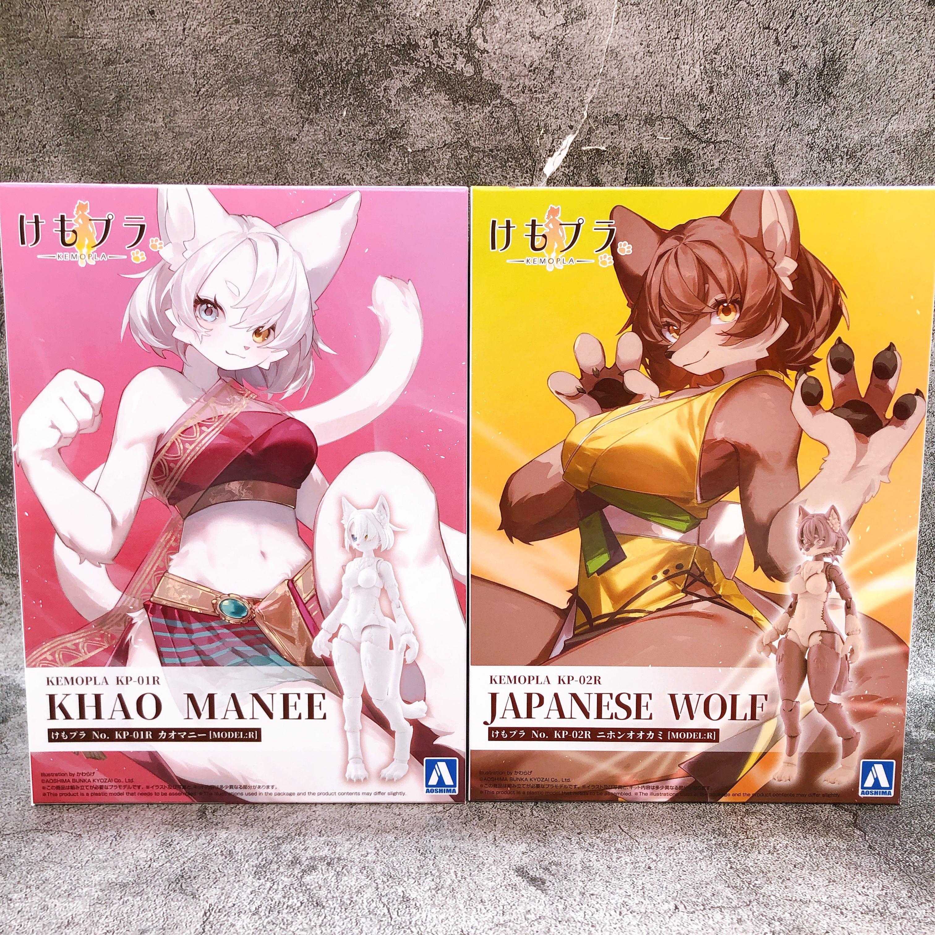 KEMOPLA Khao Manee & Japanese Wolf Set Non Scale Model Kit Aoshima Japan NEW