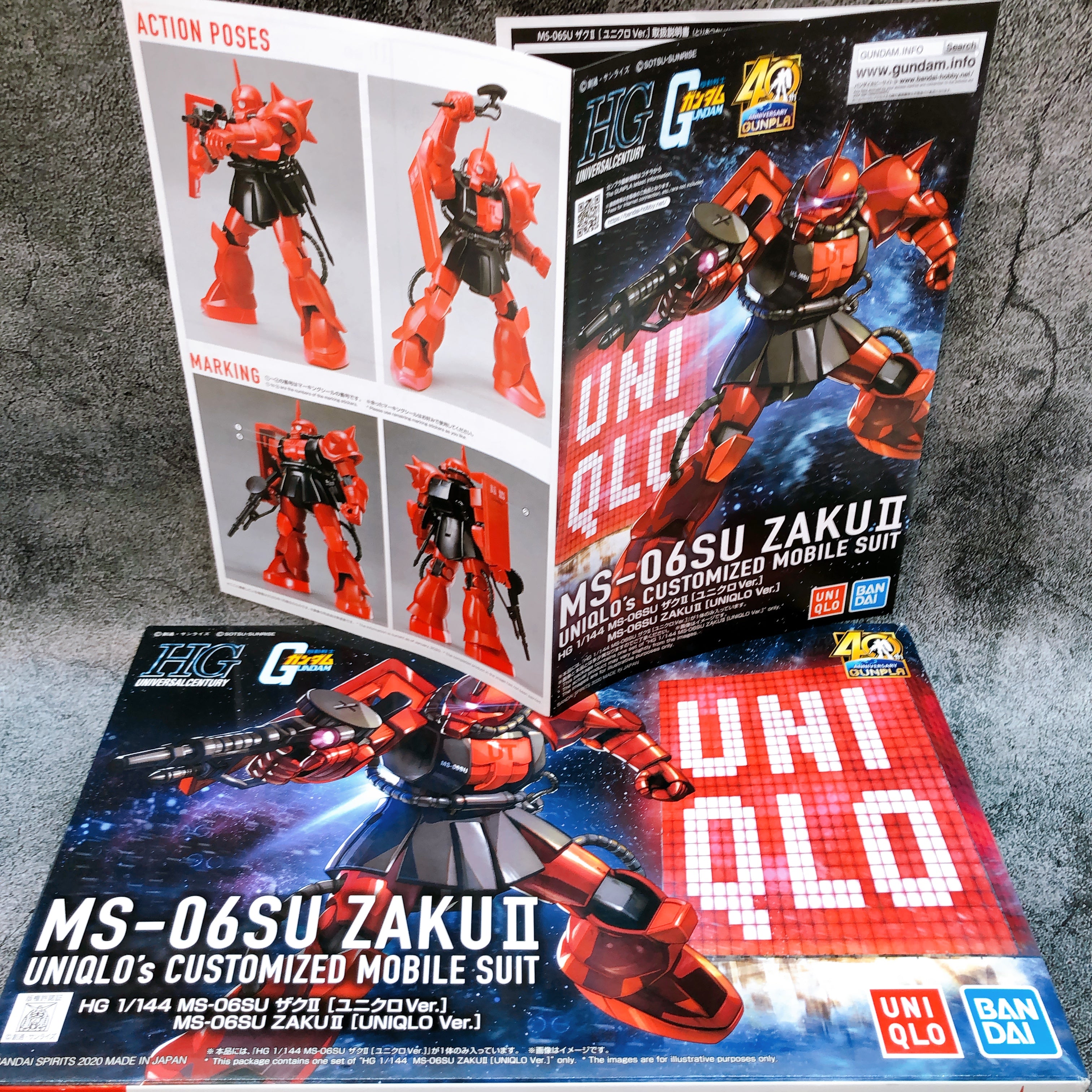 HG 1/144 Gundam UNIQLO Ver. & Zaku II UNIQLO Ver. Set Model Kit 15+ Bandai Japan
