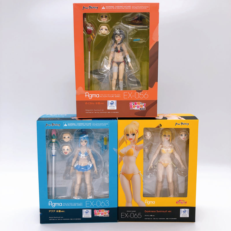 KonoSuba figma Swimsuit ver. SET of 3 Megumin Aqua Darkness Action Figure Sealed