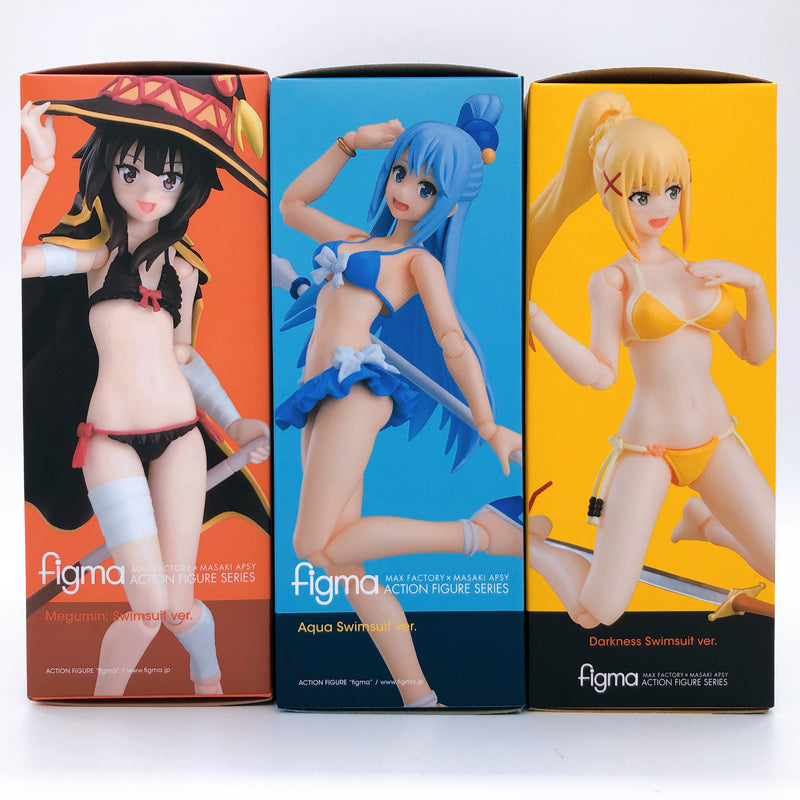 KonoSuba figma Swimsuit ver. SET of 3 Megumin Aqua Darkness Action Figure Sealed