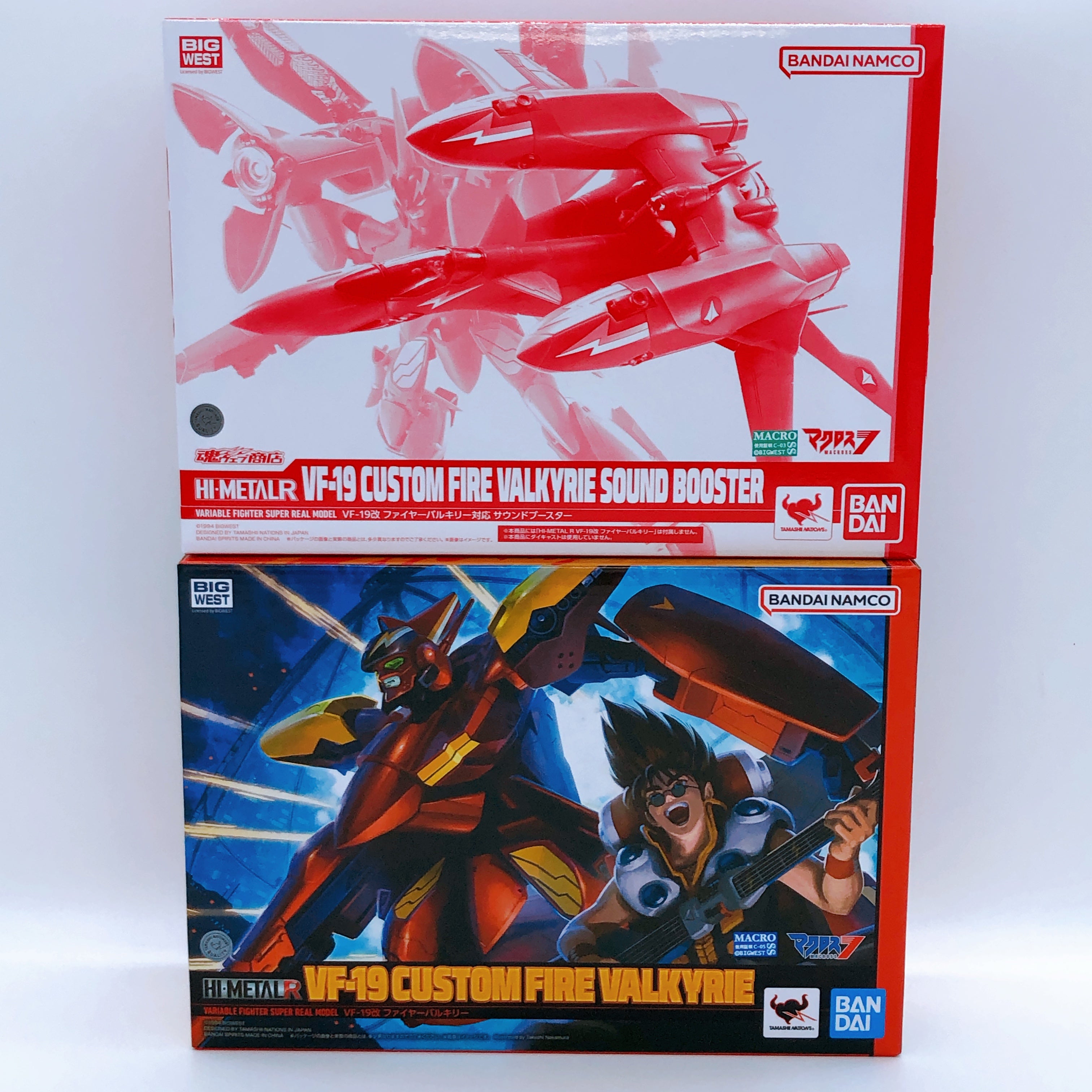 HI-METAL R VF-19 Custom Fire Valkyrie & Sound Booster Set Macross 7 Figure NEW