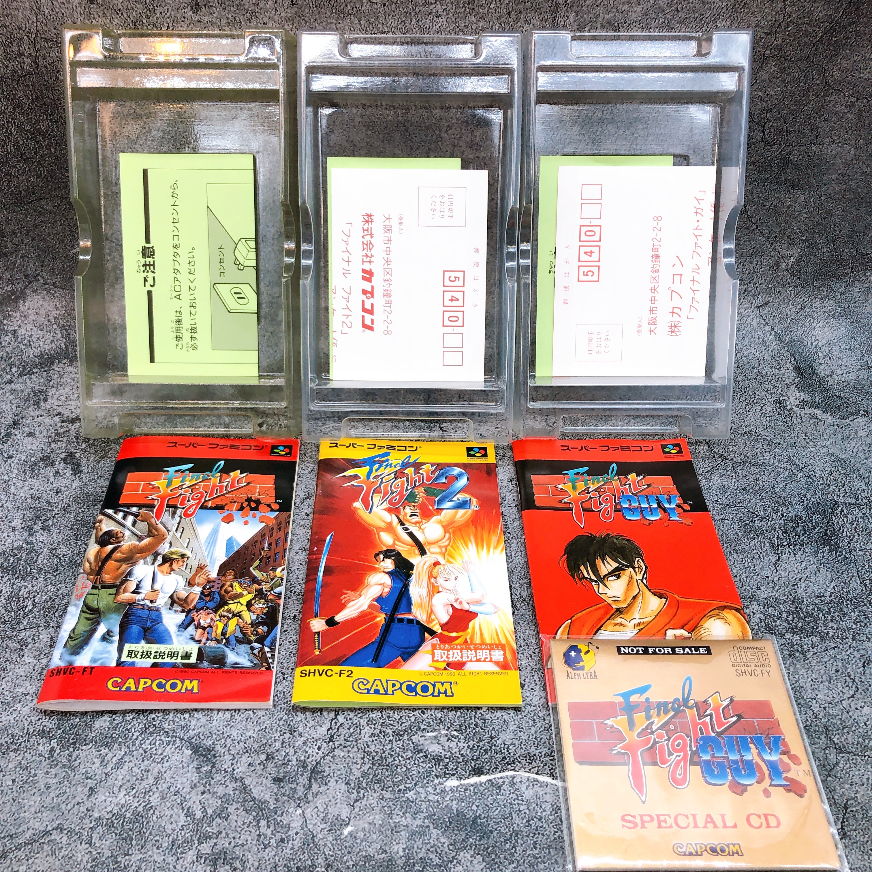 Nintendo Super Famicom Final Fight 1 & 2 & Guy with CD SET Japan SNES SFC Game