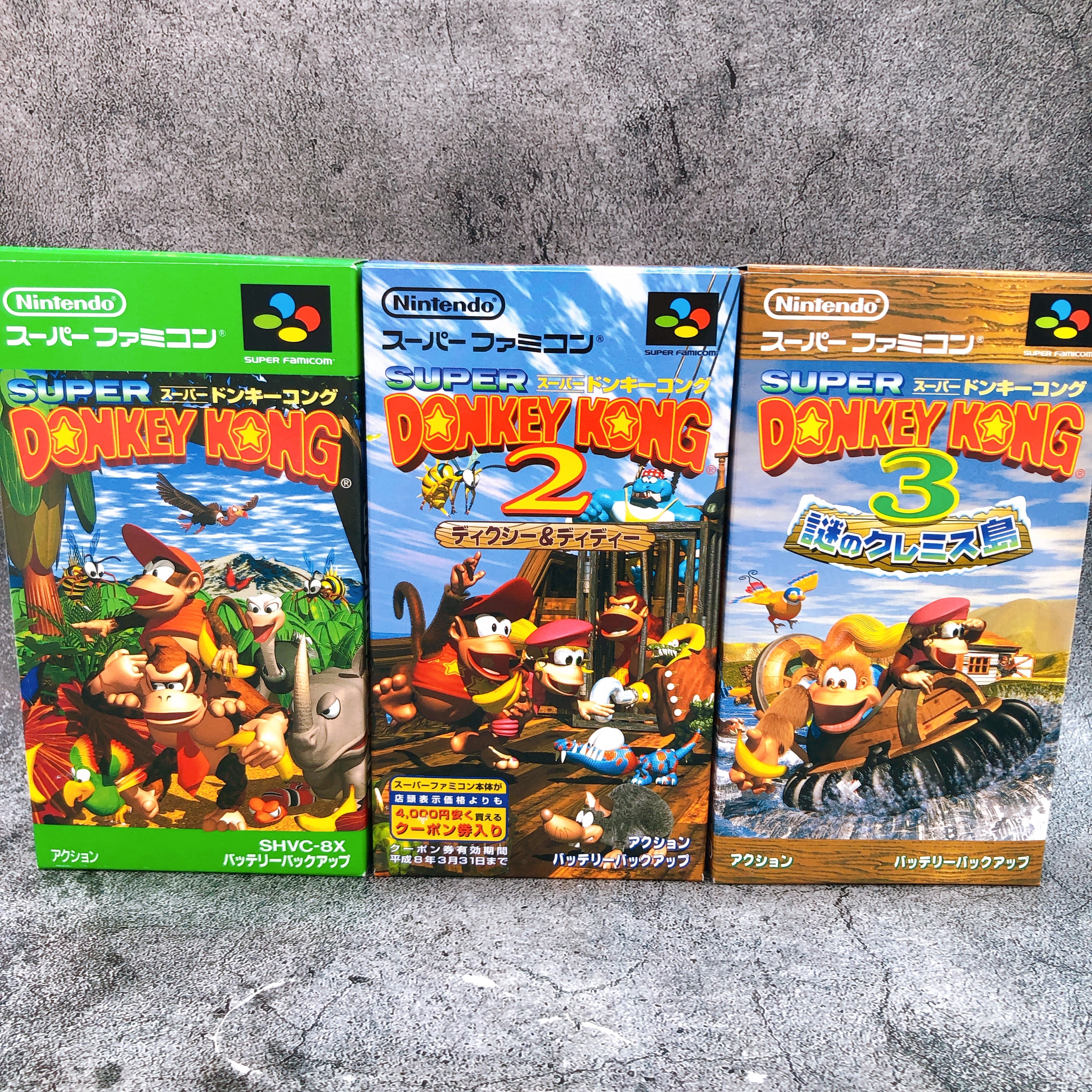 Nintendo Super Famicom Super Donkey Kong 1 & 2 & 3 SET Japan SNES Game in Stock