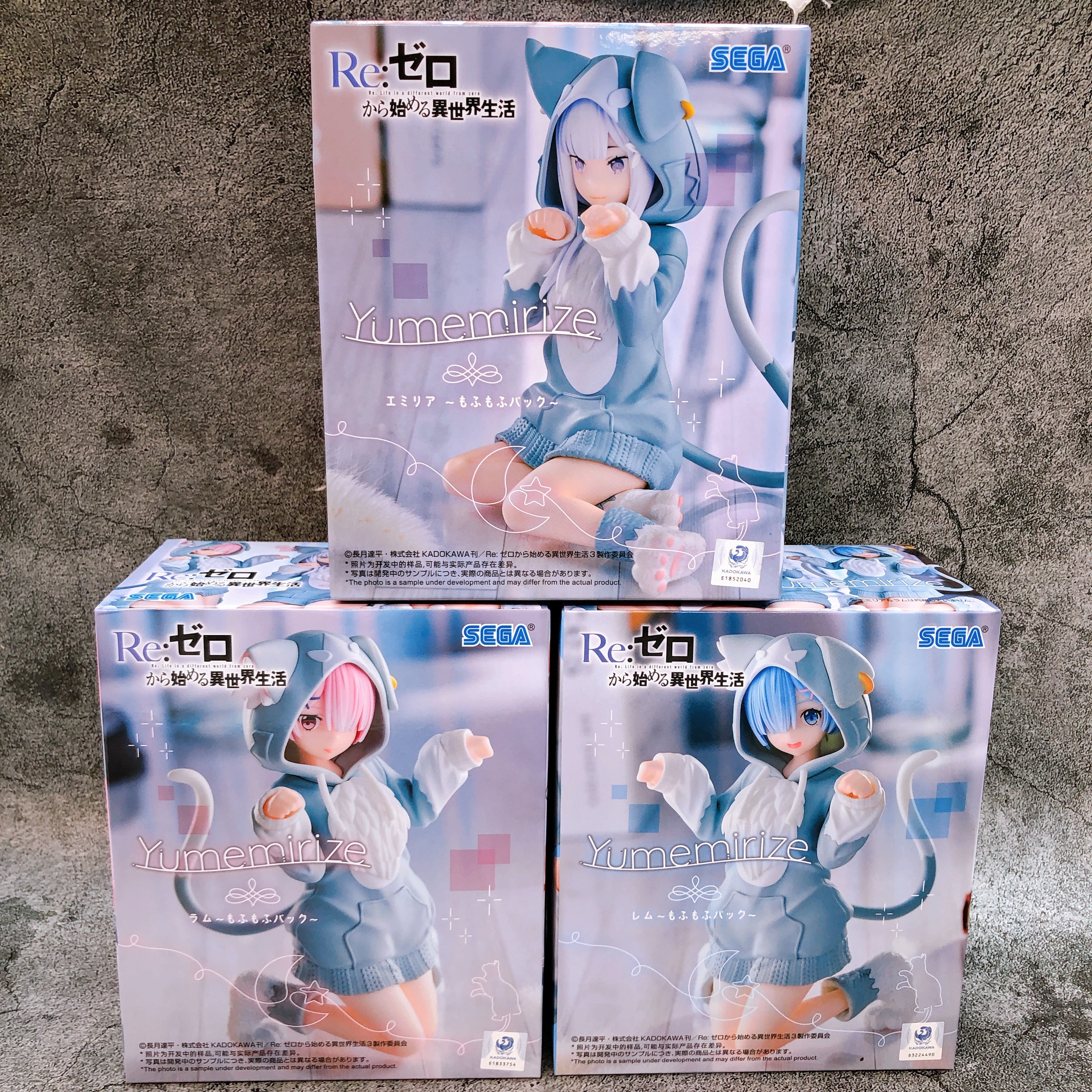 Re:Zero MofuMofu Pack Yumemirize Figure SET of 3 Emilia Rem Ram SEGA Japan Anime