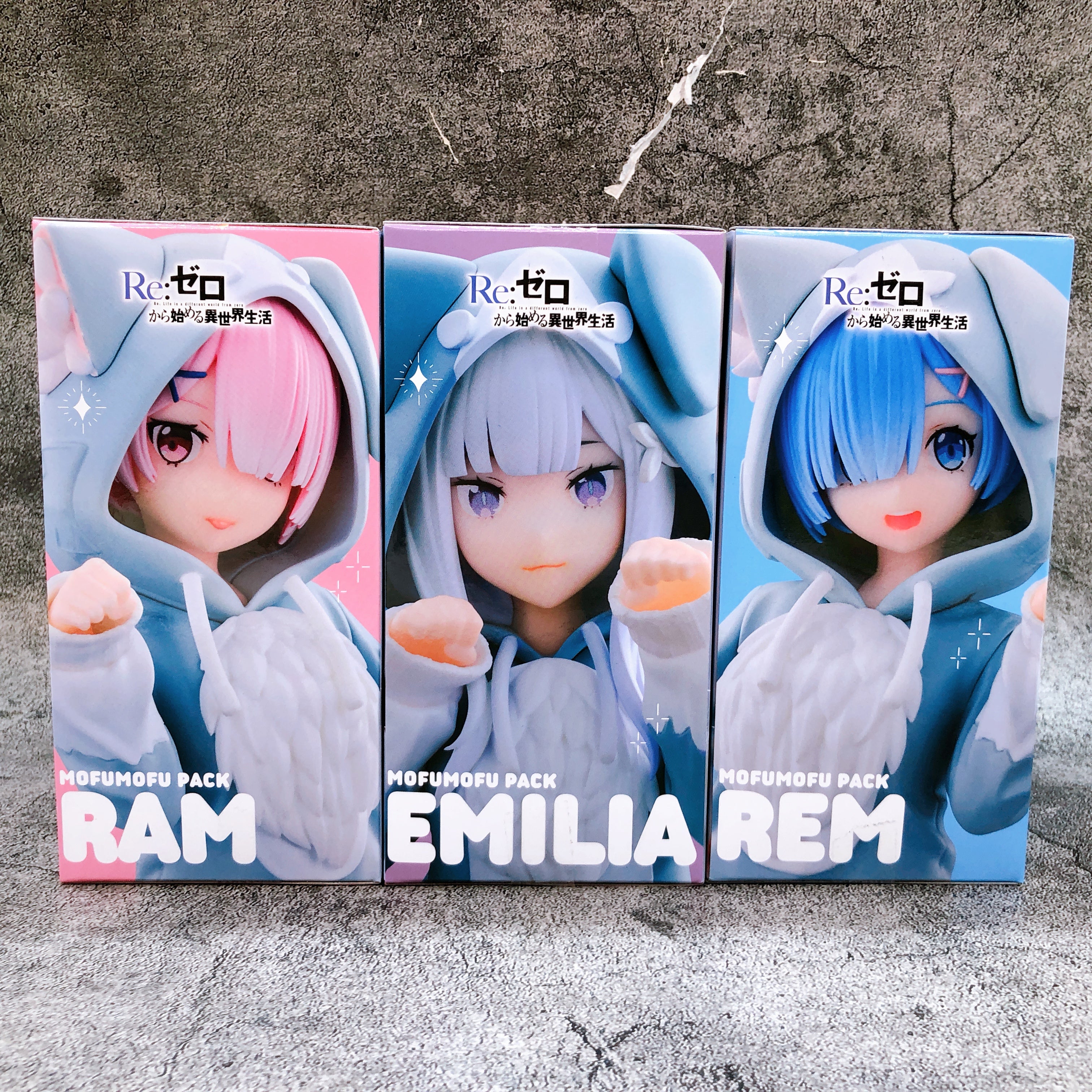 Re:Zero MofuMofu Pack Yumemirize Figure SET of 3 Emilia Rem Ram SEGA Japan Anime