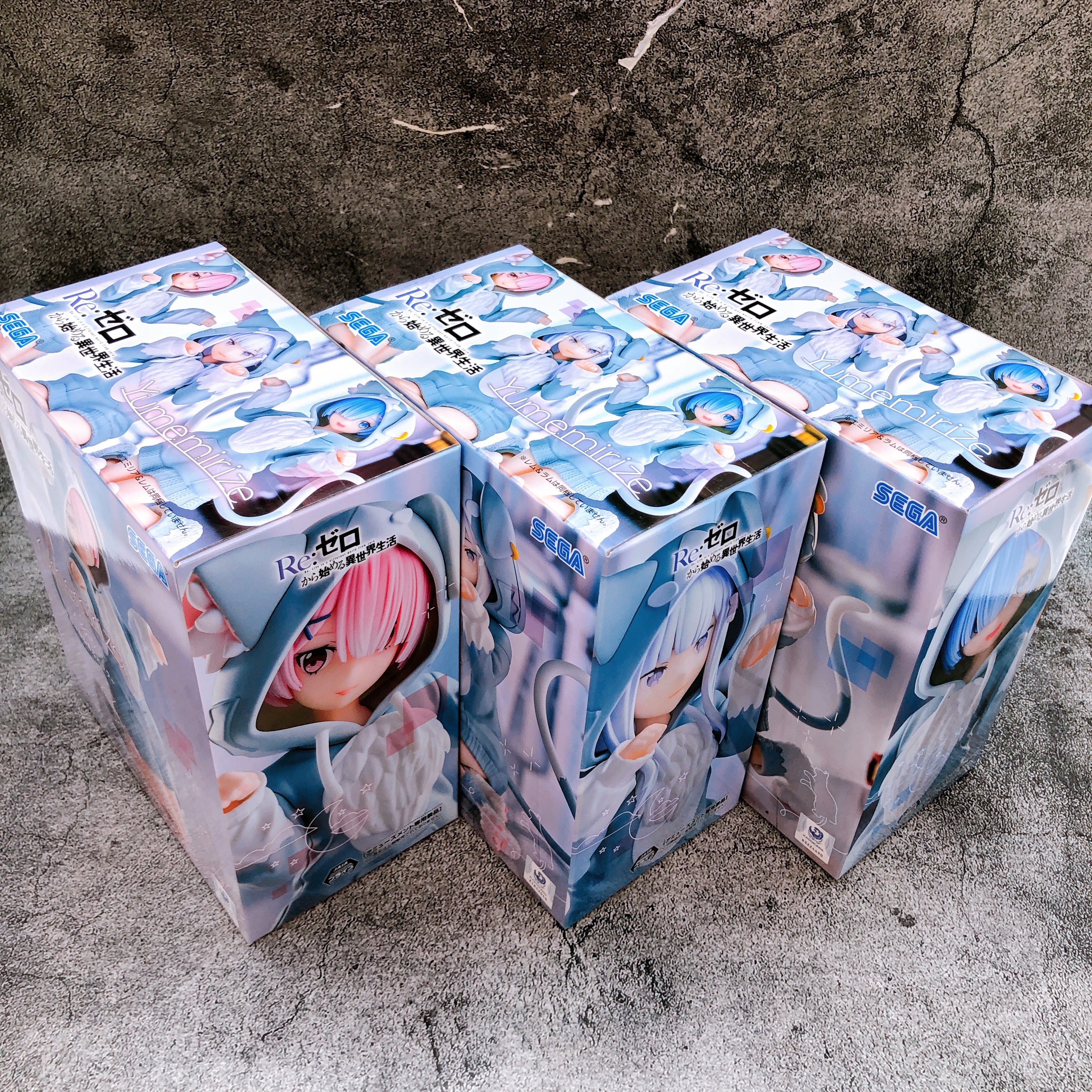 Re:Zero MofuMofu Pack Yumemirize Figure SET of 3 Emilia Rem Ram SEGA Japan Anime