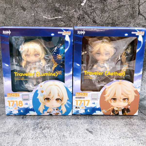 Genshin Impact Traveler Lumine & Aether Nendoroid 1717 1718 Figure Set