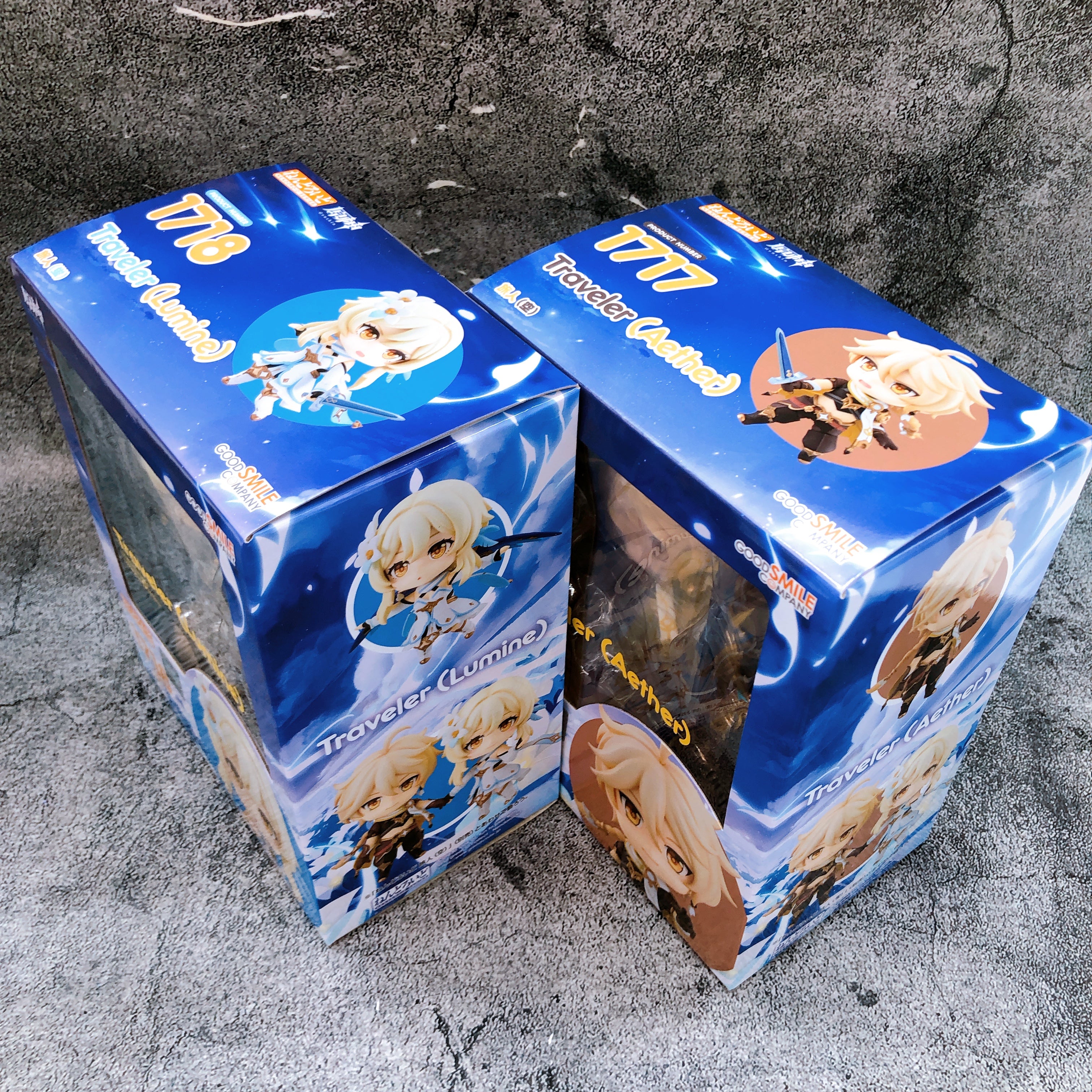 Genshin Impact Traveler Lumine & Aether Nendoroid 1717 1718 Figure Set of 2 NEW