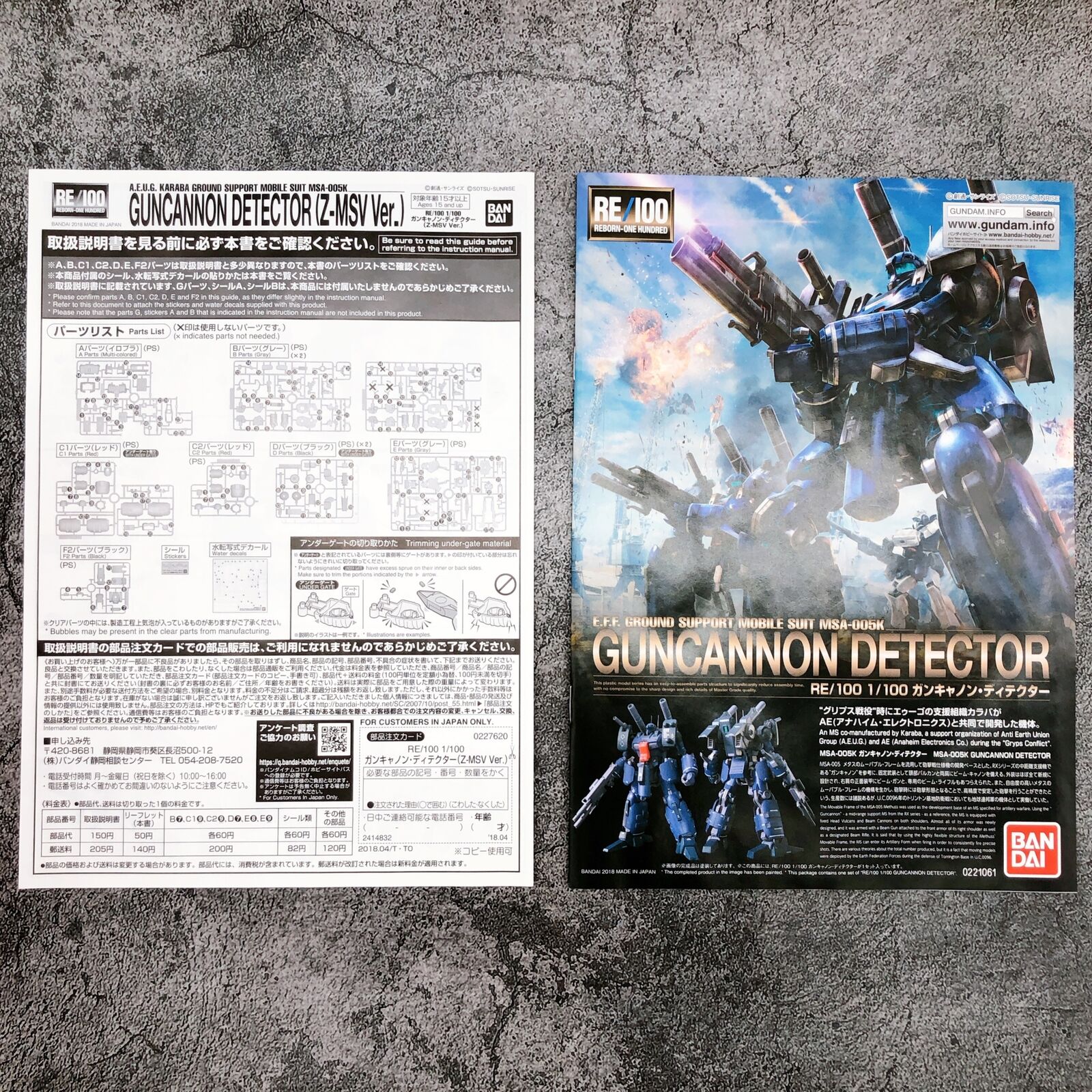 RE/100 Guncannon Detector (Z-MSV Ver.) [Premium Bandai]